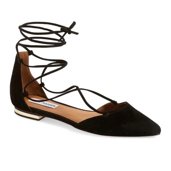 Steve Madden Shoes - STEVE MADDEN Sunshine Lace-Up Flats Black Size 8